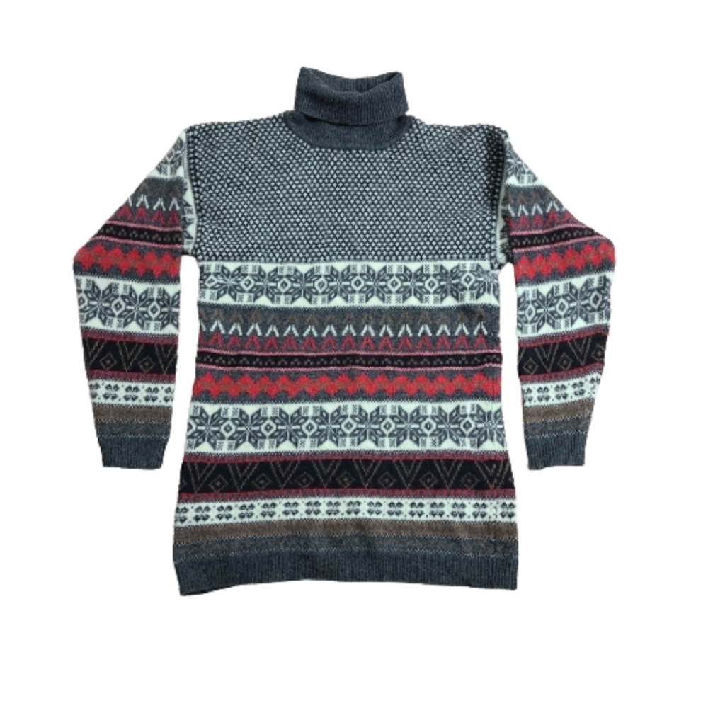 Vintage Principles by The Bay Lambswool Fair Isle Turtleneck Sweater Size O/S